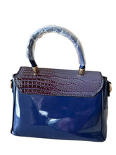 Load image into Gallery viewer, Andrea’s Deals Crocodile Pattern Handbag, Elegant Glossy Tote Bag, Blue
