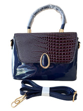 Load image into Gallery viewer, Andrea’s Deals Crocodile Pattern Handbag, Elegant Glossy Tote Bag, Blue
