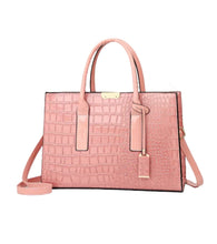 Load image into Gallery viewer, Andrea’s Deals Elegant Crocodile Pattern Tote Bag, Pink
