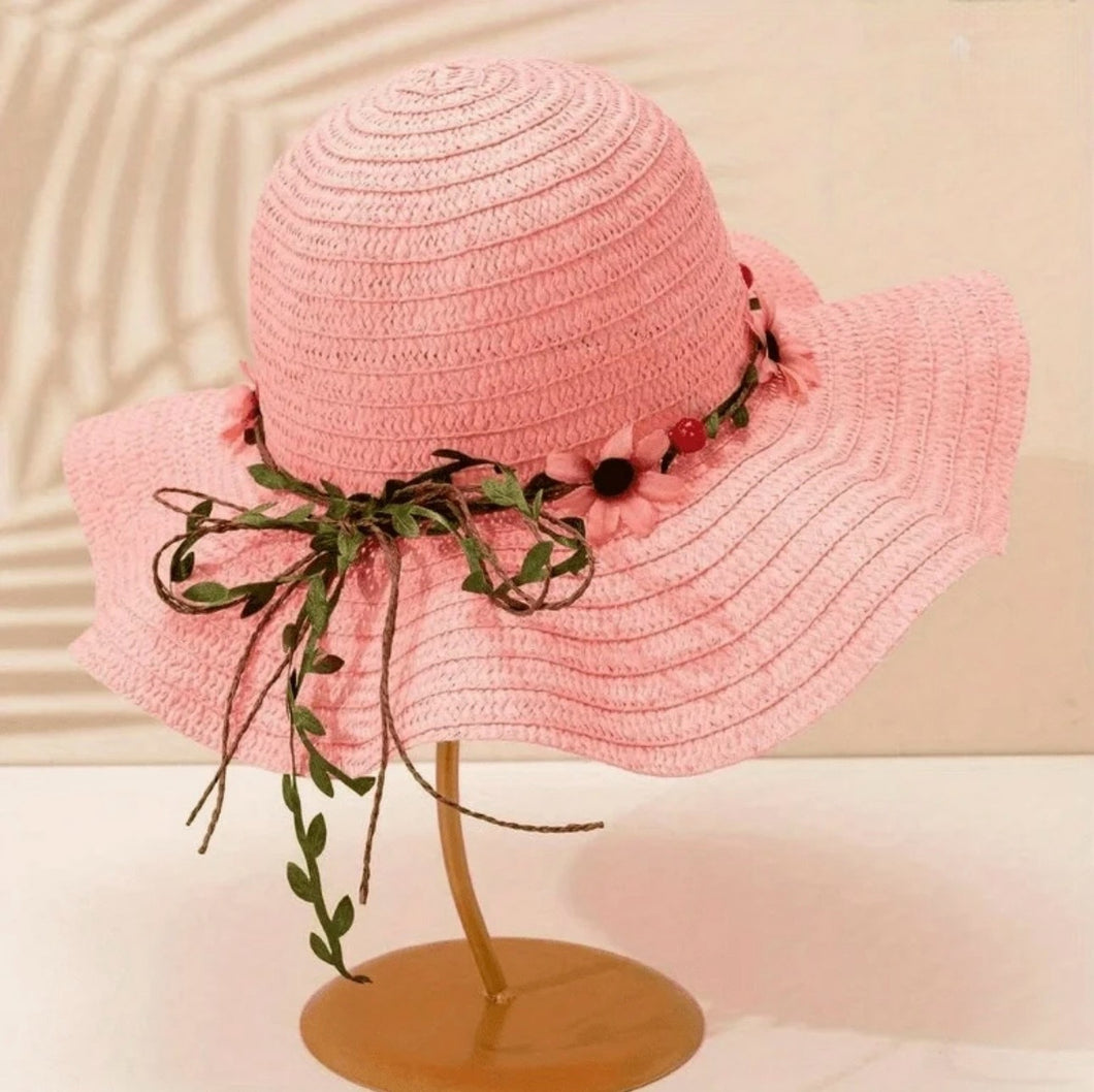 Andrea's Deals Breathable Pink Sun Hat with Ruffles Brim