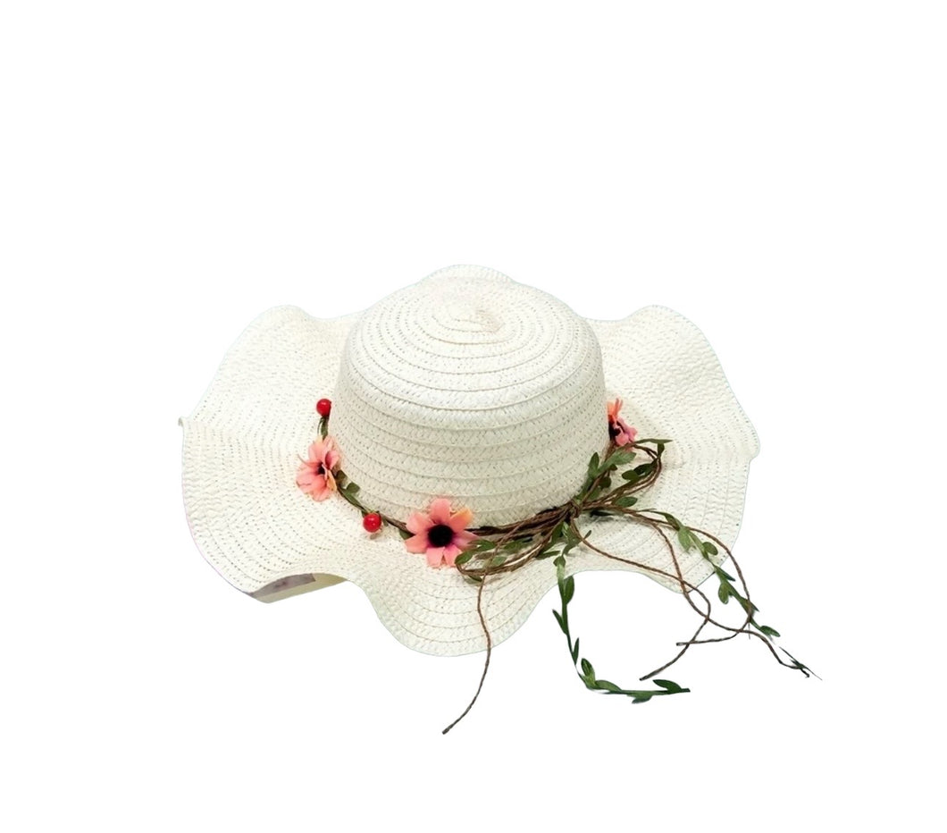 Andrea's Deals Breathable White Sun Hat with Ruffles Brim