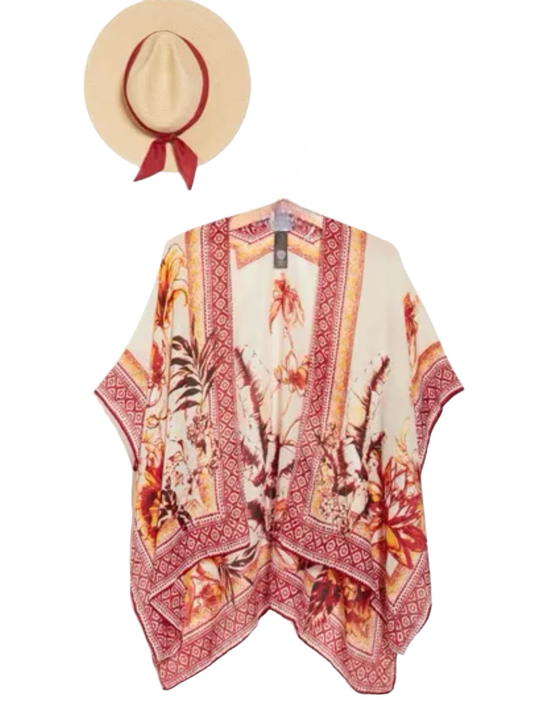 Vince Camuto Tropical Blooms Topper & Sun Hat Set