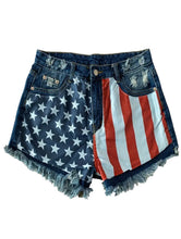 Load image into Gallery viewer, AD Women&#39;s Summer Casual Flag Print Jean Shorts S
