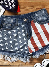 Load image into Gallery viewer, AD Women&#39;s Summer Casual Flag Print Jean Shorts S
