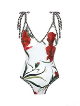 Load image into Gallery viewer, AD Floral Pattern 2 Piece Swimsuits Red Multi S
