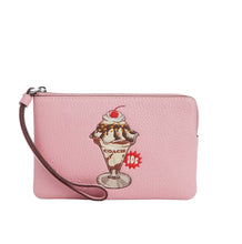 Load image into Gallery viewer, Coach Corner Zip Wristlet With Sundae Graphic
