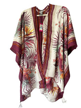 Load image into Gallery viewer, Vince Camuto Parrot Wrap Scarf Ivory Burgundy
