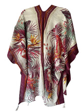 Load image into Gallery viewer, Vince Camuto Parrot Wrap Scarf Ivory Burgundy
