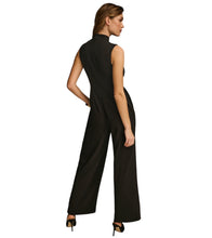 Load image into Gallery viewer, Donna Karan Women&#39;s Mock-Neck Sleeveless Straight-Leg Jumpsuit Black Size 8
