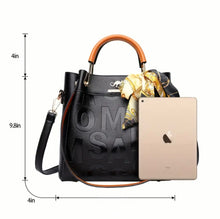 Load image into Gallery viewer, Elegant Women Tote Shoulder Bag with Scarf Black/Brown
