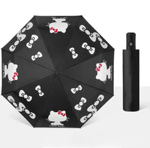 Load image into Gallery viewer, Sanrio Hello Kitty Pattern Automatic Folding Umbrella With UV Protection Black Cloth KT Cat
