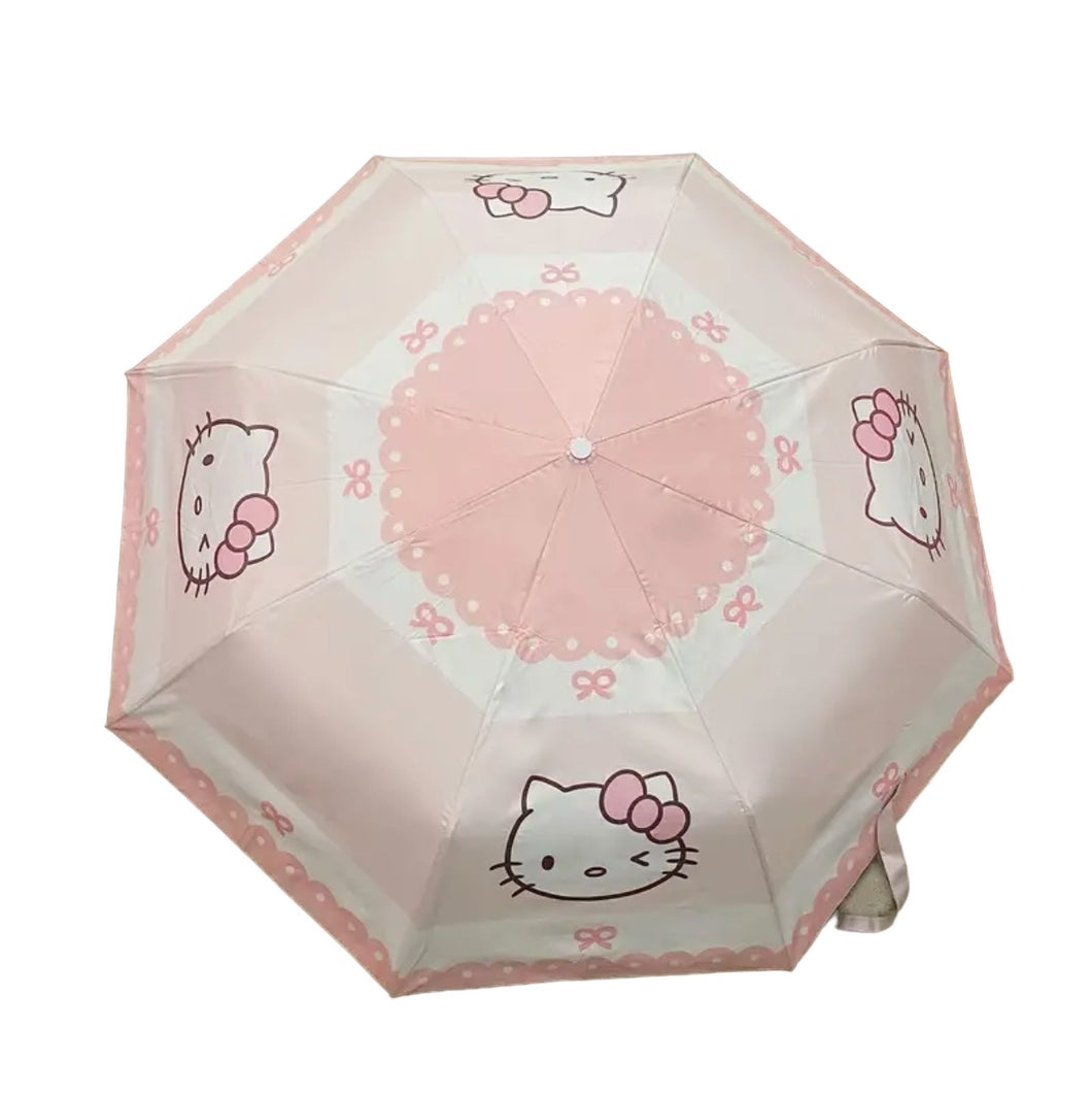 Sanrio Hello Kitty Pattern Automatic Folding Umbrella With UV Protection 4 Pink KY Cats