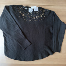 Load image into Gallery viewer, Liv Milano Black Pullover Knit Size Large Rhinestones Women’s Sweater

