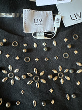 Load image into Gallery viewer, Liv Milano Black Pullover Knit Size Large Rhinestones Women’s Sweater
