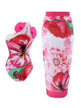Load image into Gallery viewer, Music Festival European and American Two-piece Swimsuit Set Rose M Hot Pink
