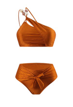 Load image into Gallery viewer, AD European and American Split Bikini w/Stones Swimwear Rust L
