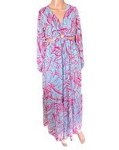 Load image into Gallery viewer, Jessica Simpson Blue &amp; Pink Tropical Maxi Dress M
