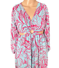 Load image into Gallery viewer, Jessica Simpson Blue &amp; Pink Tropical Maxi Dress M
