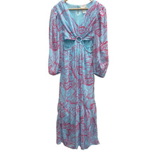 Load image into Gallery viewer, Jessica Simpson Blue &amp; Pink Tropical Maxi Dress M
