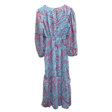 Load image into Gallery viewer, Jessica Simpson Blue &amp; Pink Tropical Maxi Dress M
