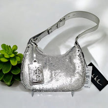 Load image into Gallery viewer, Nicole Miller Silver Sequin Adjustable strap Shoulder Bag
