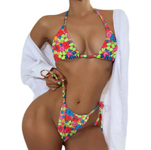 Load image into Gallery viewer, AD Summer Women’s Triangle Strap Spaghetti 2-piece Bikini Split Swimwear Multi M

