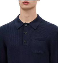 Load image into Gallery viewer, Coach Long Sleeve Knit Polo Navy L
