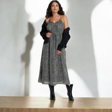 Load image into Gallery viewer, Women&#39;s Universal Thread Maxi Dress Cream Black Print Spaghetti Strap SIZE M
