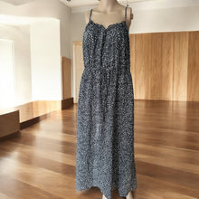 Load image into Gallery viewer, Women&#39;s Universal Thread Maxi Dress Cream Black Print Spaghetti Strap SIZE M
