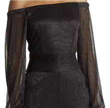 Load image into Gallery viewer, Marina Off-the-shoulder Metallic Jumpsuit Navy 4
