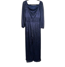 Load image into Gallery viewer, Marina Off-the-shoulder Metallic Jumpsuit Navy 4
