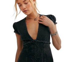 Load image into Gallery viewer, Free People Something Sweet Mini black denim dress 4
