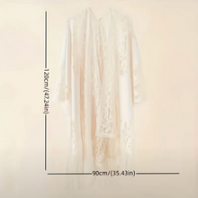 Load image into Gallery viewer, Lace Shawl Loose Thin Breathable Tassel Cardigan Grey OS
