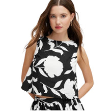Load image into Gallery viewer, Kate Spade Black White Top Floral 100% Cotton Shell Tank *SMALL*
