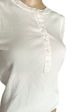Load image into Gallery viewer, J Crew Vintage rib puff-sleeve henley top White M
