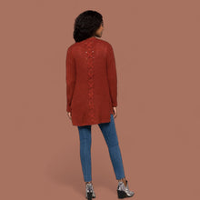 Load image into Gallery viewer, Pinque Stitch Fix Cardigan Sweater Women Artisan Rust Knit Open Front M
