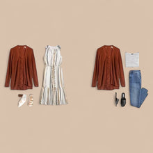 Load image into Gallery viewer, Pinque Stitch Fix Cardigan Sweater Women Artisan Rust Knit Open Front M
