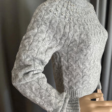 Load image into Gallery viewer, A New Day Gray Cable Knit Sweater with Embellished Beads Accents XS
