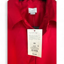 Load image into Gallery viewer, A new day ong Sleeve Collared Satin Button Down Shirt Scarlet Red. XS
