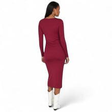 Load image into Gallery viewer, NWT Wild Fable Women&#39;s Long Sleeve Bodycon Dress Deep Red M
