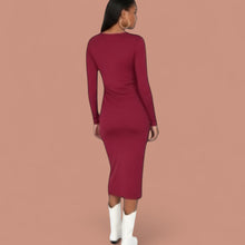 Load image into Gallery viewer, NWT Wild Fable Women&#39;s Long Sleeve Bodycon Dress Deep Red M
