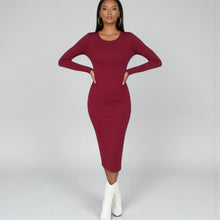 Load image into Gallery viewer, NWT Wild Fable Women&#39;s Long Sleeve Bodycon Dress Deep Red M
