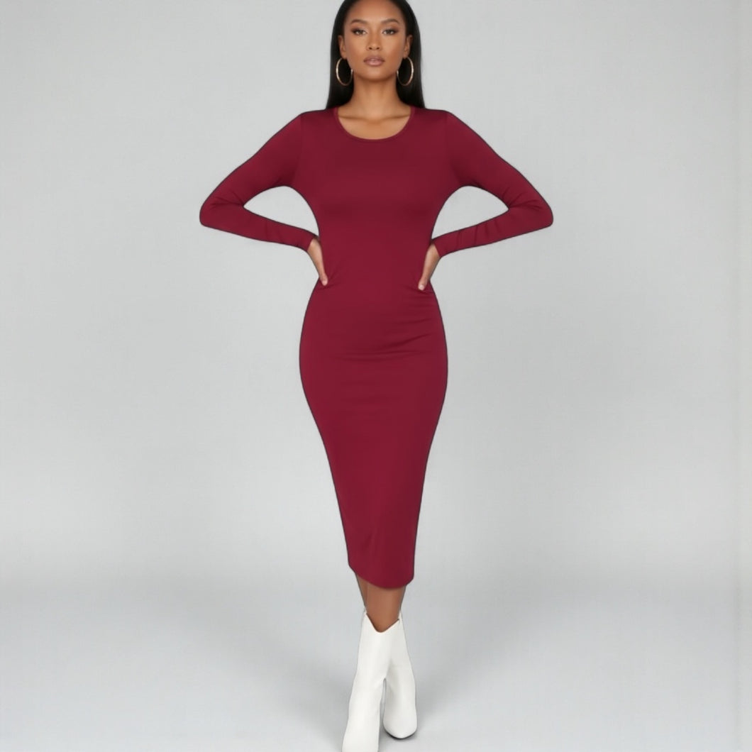 NWT Wild Fable Women's Long Sleeve Bodycon Dress Deep Red M