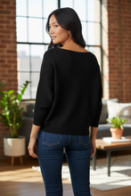 Load image into Gallery viewer, INC International Concepts Womens Modern Dolman Pullover Sweater Deep Black S
