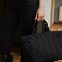 Load image into Gallery viewer, Lauren Ralph Lauren Quilted Extra Large Stevie Zip Tote Bag Black/Black

