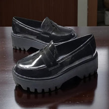 Load image into Gallery viewer, Bamboo Women’s Penny Loafers Black Platform Size 7.5 Color: Black
