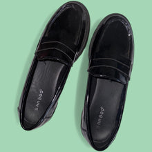 Load image into Gallery viewer, Bamboo Women’s Penny Loafers Black Platform Size 7.5 Color: Black
