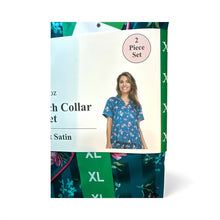 Load image into Gallery viewer, Flora Nikrooz Women&#39;s Notch Collar Soft Satin Blue PJ Set XL
