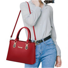 Load image into Gallery viewer, AD Womens Handbags Leather Satchel Shoulder Bag Tote Red/Gold
