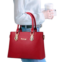 Load image into Gallery viewer, AD Womens Handbags Leather Satchel Shoulder Bag Tote Red/Gold
